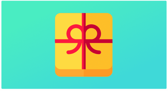 Digital gift card graphic with a yellow gift box design, perfect for screen printing gifts from our online store.